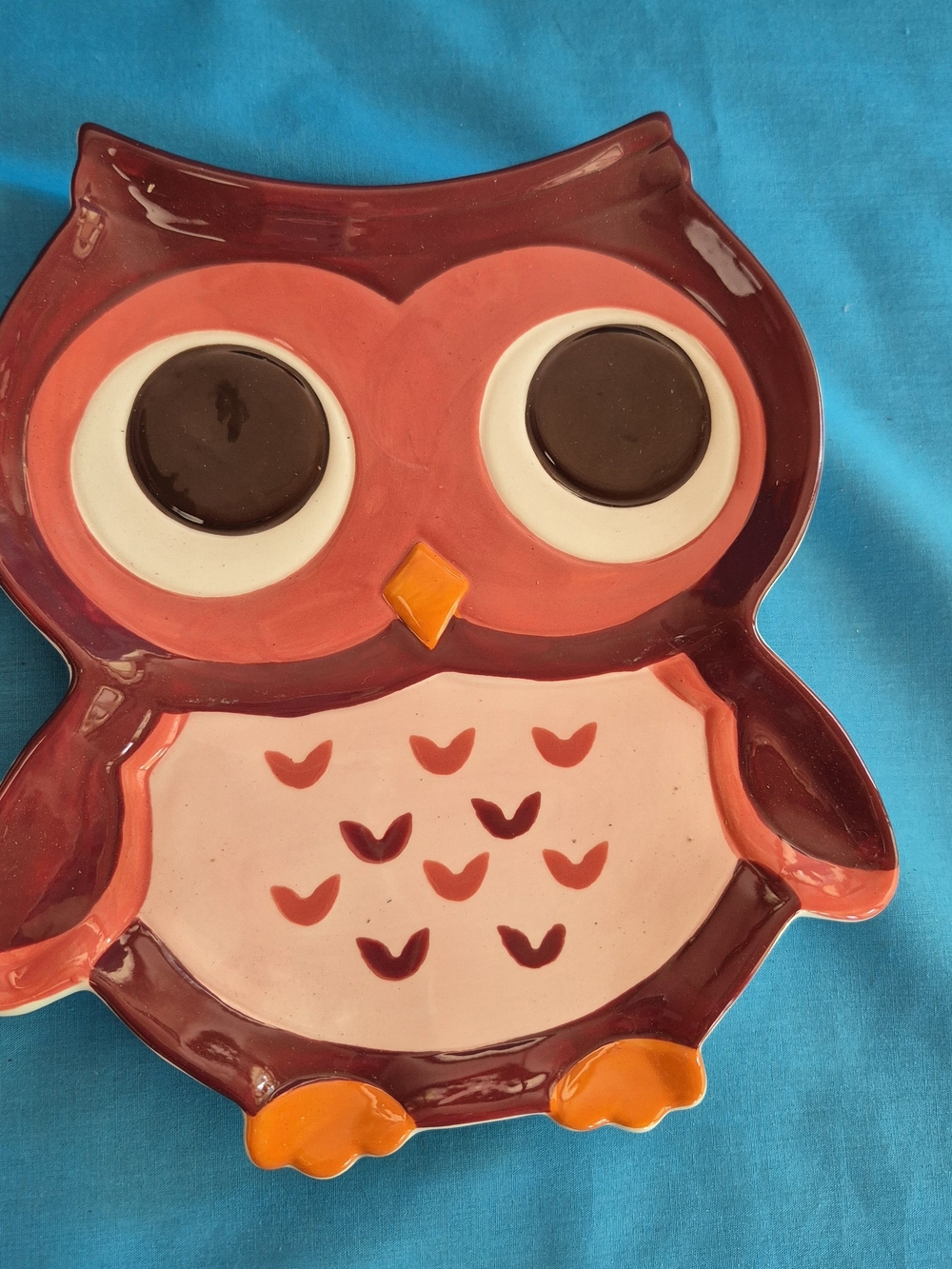 Orange Owl Ceramic Spoon Rest Utensil Dish by Mesa Kitchen Stove Cooking